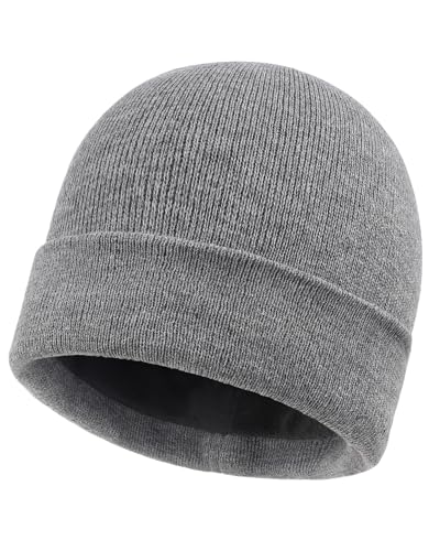 Zylioo L-XL Wintermütze Strickmütze Für Großen Kopf，Übergroße Fleece Fütterung Beanie Mütze,Winter Warme Watch Cap von Zylioo