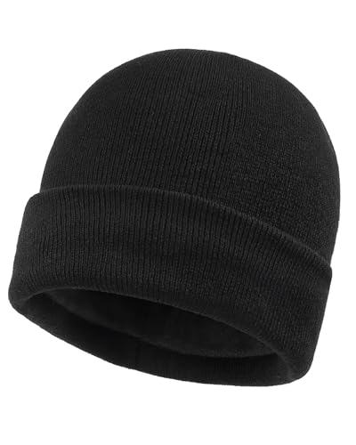 Zylioo L-XL Wintermütze Strickmütze Für Großen Kopf，Übergroße Fleece Fütterung Beanie Mütze,Winter Warme Watch Cap von Zylioo