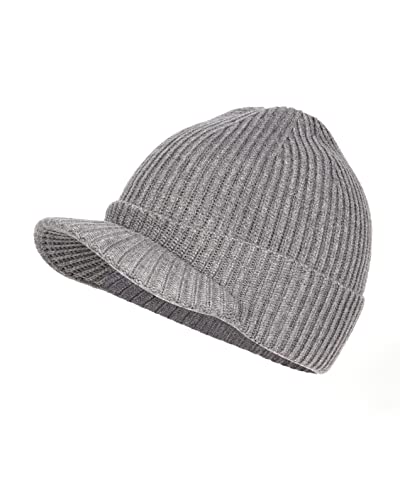 Zylioo L/XL Strickmütze Für Großen Kopf, Wintermütze Beanie Mütze Mit Schirm, Übergroße Winter Warme Knit Cuffed Watch Cap von Zylioo