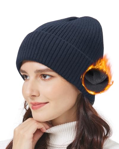 Zylioo Wintermütze Strickmütze Für kleinen Kopf，Fleece Fütterung Beanie Mütze Größe S-M,Winter Warme Watch Cap von Zylioo