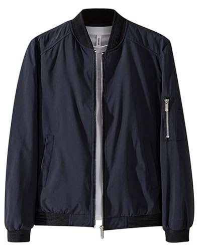 Zzkouine Männer Windbreaker Jacke mit Casual Leichte Bomberjacke mit Armee Flight Jacke mit Bluuson-Casual Jacken mit Herbst Jacke mit Ärmeltasche-Dark Blue-M von Zzkouine