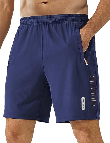 Zzkouine Shorts Herren Sporthose Herren Kurz Schnelltrockende Kurze Hosen Herren Laufhose Kurze Schnell Trocknend Reißverschlusstasche-Tibetan blue-2XL von Zzkouine