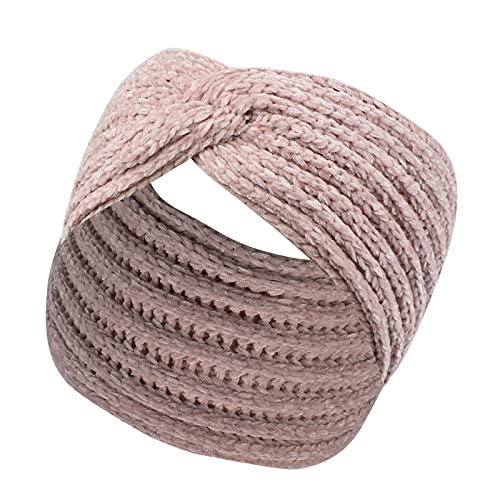 Band-Haar-Herbst-Mütze und warmer Kopfschmuck-Temperament-Pullover-Oberteil festes leeres Haar-Winter-europäisches Band-Wollstricken und Stirnband Helm Ohrenschutz (Pink, One Size) von aaSccex