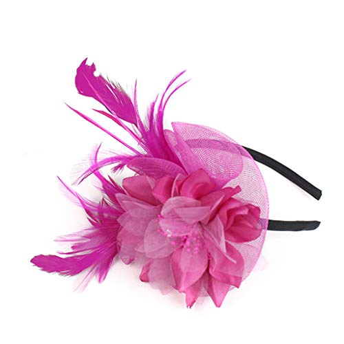 Damen für Blumenhut Cocktail Stirnband Hochzeit Fascinators Stirnband Laufstirnband Damen Schwarz (Hot Pink, One Size) von aaSccex