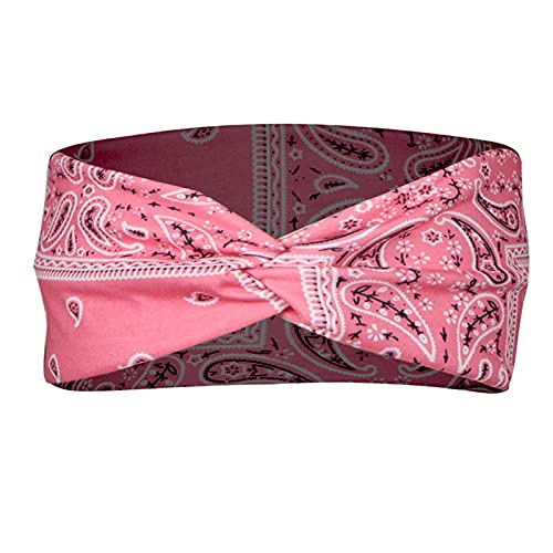 Elastisches Frauen-Band-Stirnband-Druck-Bandana-Wrap-Stirnband-Haar-Stirnband Musik Stirnband (Pink, S) von aaSccex