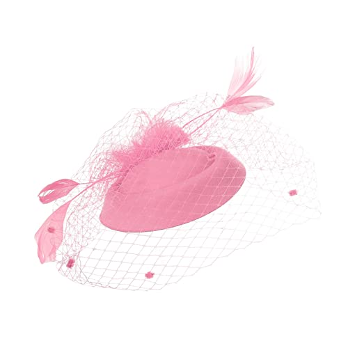 Fascinators für Frauen, Tea-Party-Stirnband, Hut, Netzfedern, Haarspange für Hochzeit, Cocktail und Kirche Haargummi Männer (Pink, One Size) von aaSccex