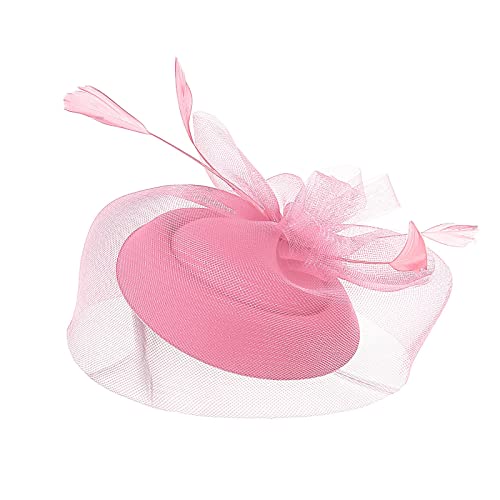 Fascinators für Frauen, Tea-Party-Stirnband, Hut, Netzfedern, Haarspange für Hochzeit, Cocktail und Kirche Ohrenwärmer Stirnband (Pink, One Size) von aaSccex