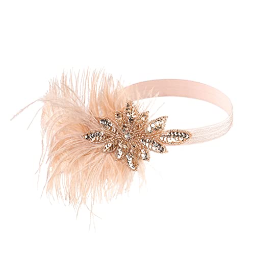 Frauen 1920er Jahre Flapper Stirnband Schwarz Feder Kopfschmuck Strass Haarband Cocktail Zubehör für Frauen Kühlstirnband (Pink, One Size) von aaSccex