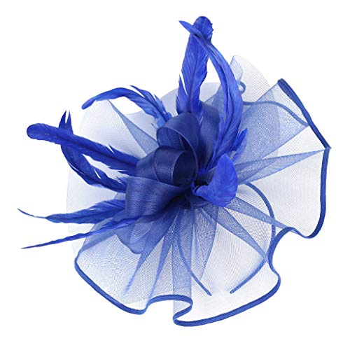 Frauen eleganten Hutgurt Blume Feder Party-hat Haar-Clip-Haarbügeln Zubehör Tennis Wand (Blue, One Size) von aaSccex