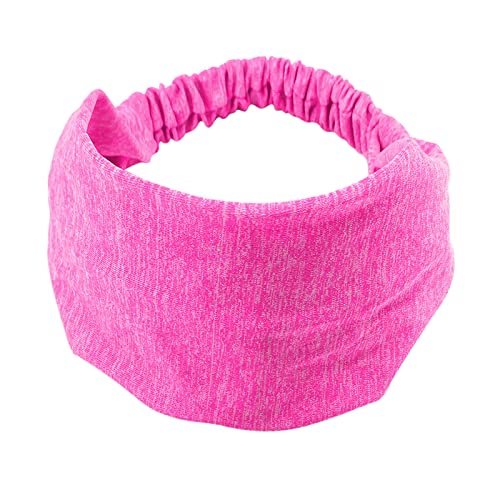 Frauen geknotetes Turban-Kopfwickel-Stirnband Breites elastisches Stirnband Sport Yoga Jogging Outfit Damen (Hot Pink, One Size) von aaSccex