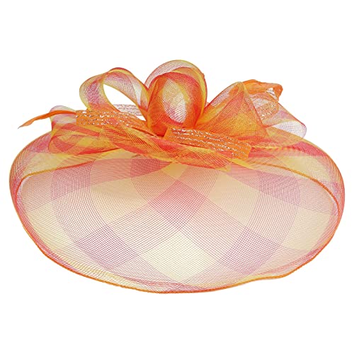 Hut für Frauen Hochzeit Cocktail Mesh Haarspange Tea Party Stirnband Stirnbänder Jungs Kinder (Orange, One Size) von aaSccex