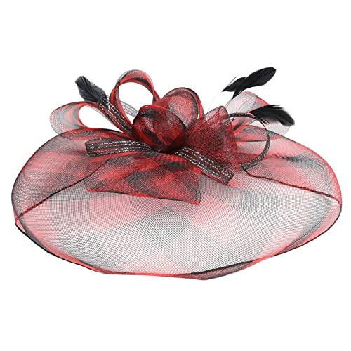 Hut für Frauen Hochzeit Cocktail Mesh Haarspange Tea Party Stirnband Stirnbänder Jungs Kinder (Red, One Size) von aaSccex