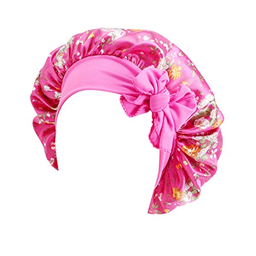 Kinder Jungen Hut Mütze Haar Turban Wickel Turban Hüte Bad Duschhaube Badehut Haarschutz Duschhauben Schlummertrunk Locken Stirnband (Hot Pink, One Size) von aaSccex