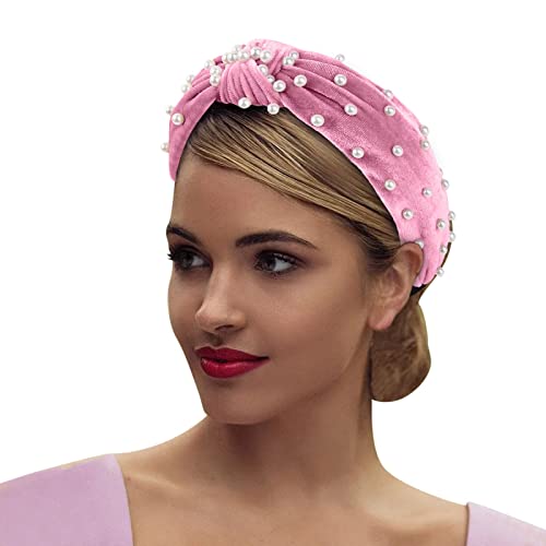 Knoten geknotet Retro-Nagel-Stirnband Samt-Perlen-Zubehör mittleres Stirnband-Haar-Stirnband Bartperlen Set (Pink, One Size) von aaSccex