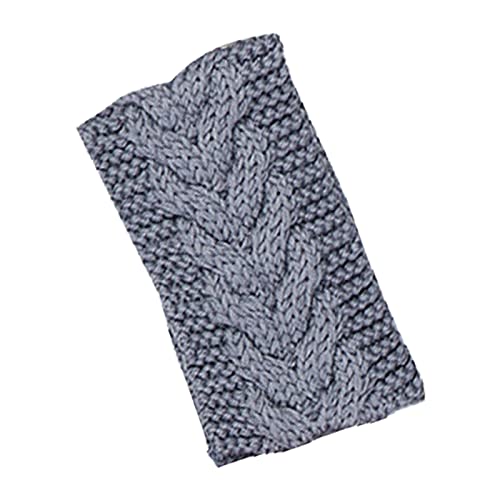 Solide Strickwolle, leeres Oberteil, Pullover, Hut, Haarband, Herbst und Winter, warmes europäisches und temperamentvolles Haarband, Kopfschmuck Laufstirnband Damen Winter (Grey, One Size) von aaSccex