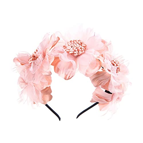 Sommer schöner Kranz Stirnband kleine Gänseblümchen Rose Stirnband Mädchen Erwachsene Kopfbedeckung Laufzubehör Damen (Pink, One Size) von aaSccex