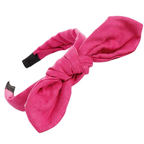 Süße Frauen Bereifung Haare Mädchen Haarbügel Knoten Haarreif Fashion-Kopf-Schleife Wildleder Yoga Haarband (Hot Pink, One Size) von aaSccex