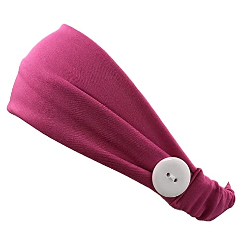 Workout Elastic Running Turban mit Knopf Haarschmuck Yoga Stirnband Hörband Haarreifen Zickzack (Hot Pink, One Size) von aaSccex