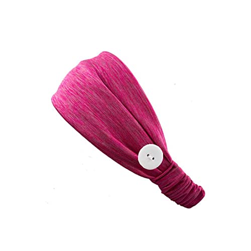 Workout-Stirnband-Zubehör, elastisches Haar, Yoga mit Knopf, Lauf-Turban-Heardband Kostüm Football Damen (Hot Pink, One Size) von aaSccex