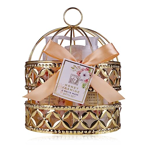 Accentra – Duschset Frauen Geschenkset HONEY JASMINE in wunderschönem Drahtkorb – 3-teiliges Pflegeset mit Duschgel, Bodylotion und Badeschwamm – Wellness Geschenk Set zum Geburtstag, Valentinstag Accentra – Duschset Frauen Geschenkset HONEY JASMINE in wunderschönem Drahtkorb – 3-teiliges Pflegeset mit Duschgel, Bodylotion und Badeschwamm – Wellness Geschenk Set zum Geburtstag, Valentinstag von accentra