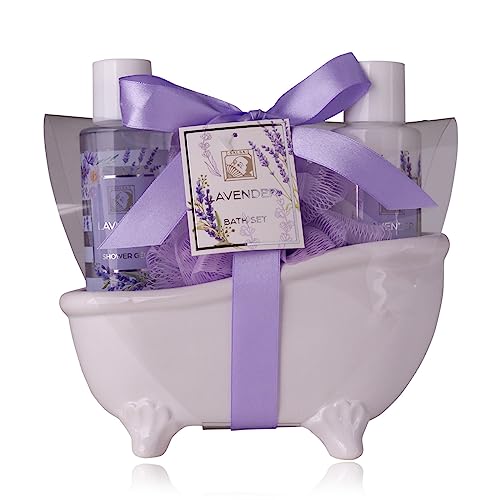 Accentra – Duschset Frauen Geschenkset LAVENDEL in schöner Keramikbadewanne– 3-teiliges Pflegeset mit Duschgel, Bodylotion & Netzschwamm – Wellness Geschenk Set zum Geburtstag, Valentinstag Accentra – Duschset Frauen Geschenkset LAVENDEL in schöner Keramikbadewanne– 3-teiliges Pflegeset mit Duschgel, Bodylotion & Netzschwamm – Wellness Geschenk Set zum Geburtstag, Valentinstag von accentra