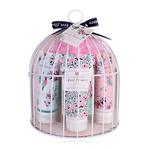 Accentra - Duschset Geschenkset für Frauen SWEET FLOWERS in schönem Vogelkäfig, 5tlg. Badeset Geschenk mit Duschgel, Bodylotion, Seife, Handcreme & Netzschwamm – Wellness Set Frauen & Mädchen Accentra - Duschset Geschenkset für Frauen SWEET FLOWERS in schönem Vogelkäfig, 5tlg. Badeset Geschenk mit Duschgel, Bodylotion, Seife, Handcreme & Netzschwamm – Wellness Set Frauen & Mädchen von accentra