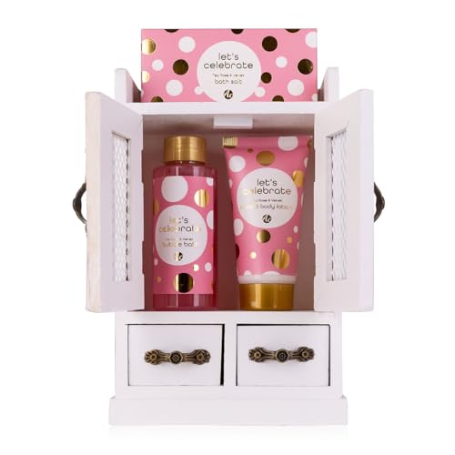 Accentra - Geschenkset Frauen Let´s Celebrate - Beauty Set mit Schaumbad, Bodylotion & Badesalz im dekorativen Holzschrank – Wellness Set für Frauen und Mädchen zum Geburtstag & Valentinstag Accentra - Geschenkset Frauen Let´s Celebrate - Beauty Set mit Schaumbad, Bodylotion & Badesalz im dekorativen Holzschrank – Wellness Set für Frauen und Mädchen zum Geburtstag & Valentinstag von accentra