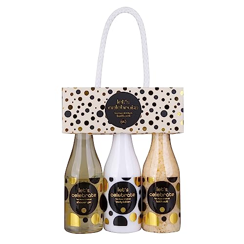 accentra - Let's celebrate Geschenkset Frauen in Plastik Sekt-Fläschchen - Bade- & Duschset mit Tea Rose & Velvet inkl. Duschgel, Bodylotion & Badesalz - 3-Teiliges Wellness Set für Damen & Mädchen accentra - Let's celebrate Geschenkset Frauen in Plastik Sekt-Fläschchen - Bade- & Duschset mit Tea Rose & Velvet inkl. Duschgel, Bodylotion & Badesalz - 3-Teiliges Wellness Set für Damen & Mädchen von accentra