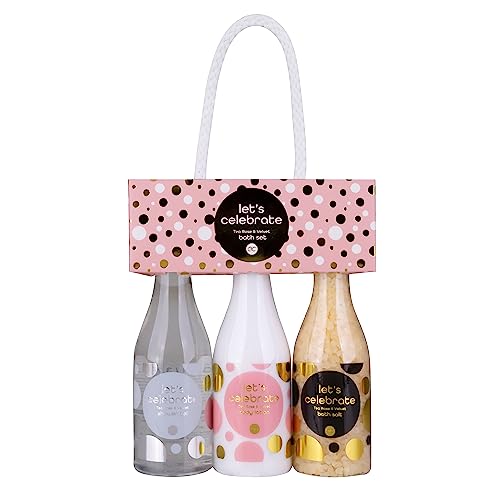 accentra - Let's celebrate Geschenkset Frauen in Plastik Sekt-Fläschchen - Bade- & Duschset mit Tea Rose & Velvet inkl. Duschgel, Bodylotion & Badesalz - 3-Teiliges Wellness Set für Damen & Mädchen accentra - Let's celebrate Geschenkset Frauen in Plastik Sekt-Fläschchen - Bade- & Duschset mit Tea Rose & Velvet inkl. Duschgel, Bodylotion & Badesalz - 3-Teiliges Wellness Set für Damen & Mädchen von accentra