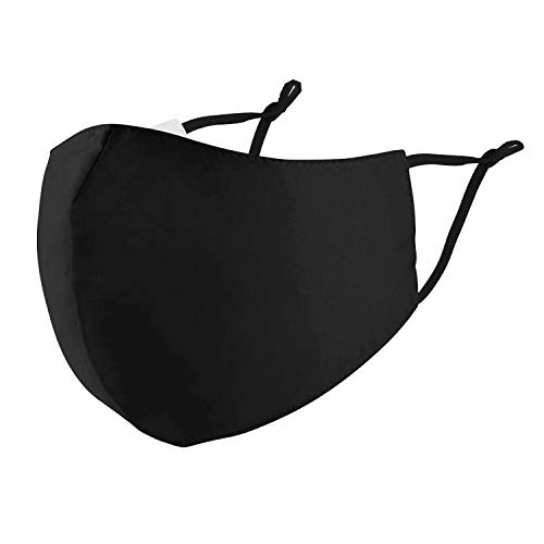 achilles Baumwollmaske Alltagsmaske Mund-Schutz Nasen-Maske Gesichts-Schutzmaske Stoff-Atemmaske mit Nasenbügel und Filtertasche, Large, 1 Stück (1er Pack) (Schwarz) von achilles