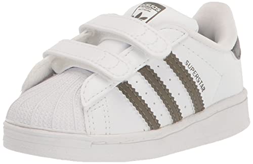 adidas Originals Baby Superstar Sneaker, White/Olive Strata/White (Cross Strap), 6 US Unisex Infant von adidas Originals