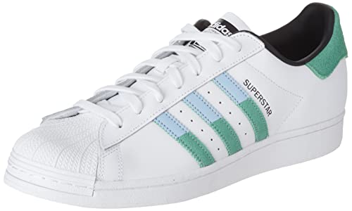 adidas Originals Men's Superstar Discontinued Sneaker, White/Semi Screaming Green/Blue Dawn, 48 EU von adidas Originals