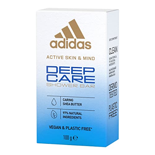 adidas Deep Care feste Dusche für sie, mit reichhaltiger Sheabutter, sanfte Pflege für sensible Haut, vegan, 100 g von adidas
