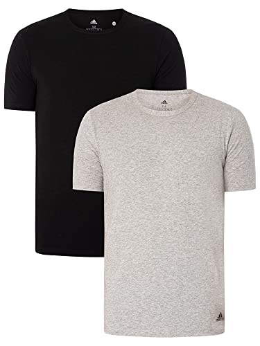 Adidas Herren kurzarm Unterhemd (2er Pack) rundhals Crew Neck T-Shirt (Gr. S - 3XL), Sortiert 2, M von adidas