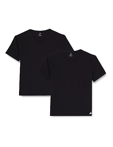 Adidas Herren kurzarm Unterhemd (2er Pack) V- Ausschnitt T- Shirt (Gr. S - 3XL) , Schwarz, XL von adidas