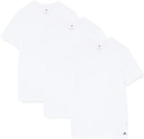 Adidas Herren kurzarm Unterhemd (3er Pack) V- Ausschnitt T- Shirt (Gr. S - 3XL) , Weiß, S von adidas