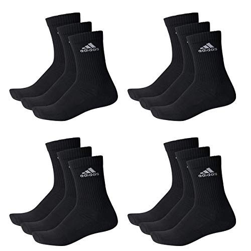 adidas CUSHIONED CREW Tennissocken Sportsocken Damen Herren Unisex 12 Paar, Farbe:Black, Socken & Strümpfe:40-42 von adidas