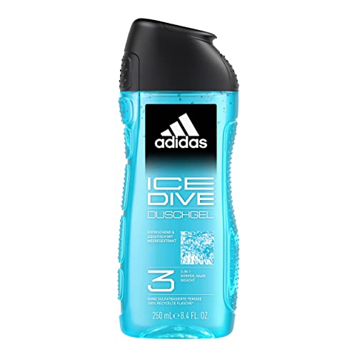 adidas 3in1 Ice Dive Duschgel für ihn, mit aquatisch-frischem Duft, 250 ml von adidas
