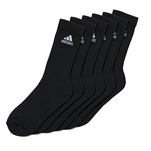 adidas CUSHIONED CREW Tennissocken Sportsocken Damen Herren Unisex 6 Paar, Farbe:Black, Socken & Strümpfe:37-39 von adidas