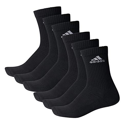 adidas CUSHIONED CREW Tennissocken Sportsocken Damen Herren Unisex 6 Paar, Farbe:Black, Socken & Strümpfe:40-42 von adidas