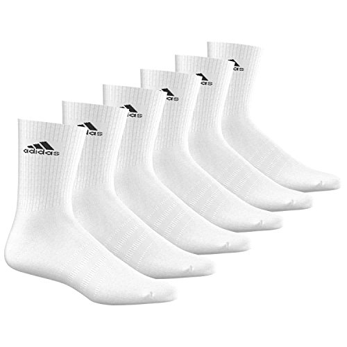 adidas CUSHIONED CREW Tennissocken Sportsocken Damen Herren Unisex 6 Paar, Farbe:White, Socken & Strümpfe:46-48 von adidas
