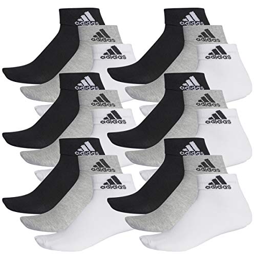 adidas Ankle/Quarter Socken Unisex Kurzsocke Knöchelsocke 18 Paar, Farbe:803 - grey/white/black, Socken & Strümpfe:46-48 von adidas