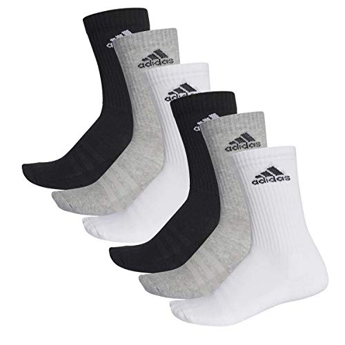 adidas CUSHIONED CREW Tennissocken Sportsocken Damen Herren Unisex 6 Paar, Farbe:032 - grey melange, Socken & Strümpfe:49-51 von adidas