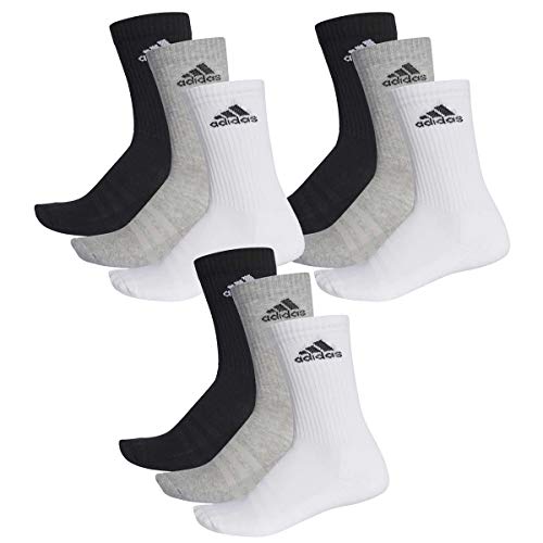 adidas CUSHIONED CREW Tennissocken Sportsocken Damen Herren Unisex 9 Paar, Farbe:032 - grey melange, Socken & Strümpfe:37-39 von adidas