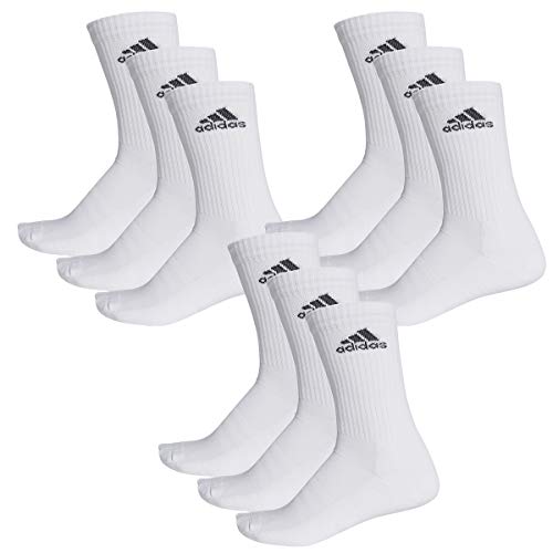 adidas CUSHIONED CREW Tennissocken Sportsocken Damen Herren Unisex 9 Paar, Farbe:White, Socken & Strümpfe:40-42 von adidas