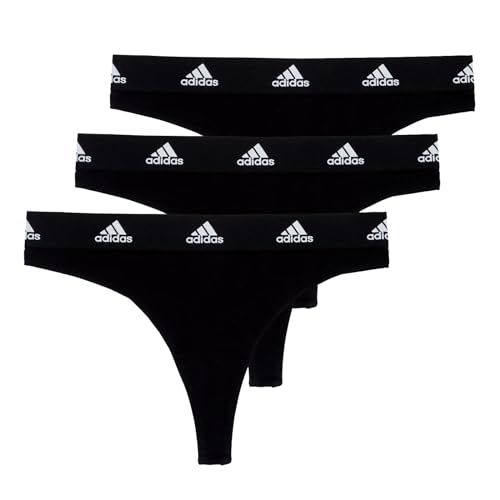 adidas Damen 3 Pck Thong Tangahöschen, 3X Black, M von adidas