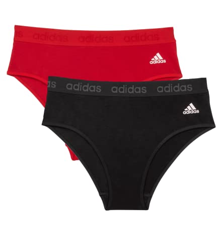 adidas Damen Set aus Baumwolle Unterwäsche im Bikini-Stil, Schwarz/Vivid Red, L (2er Pack) von adidas