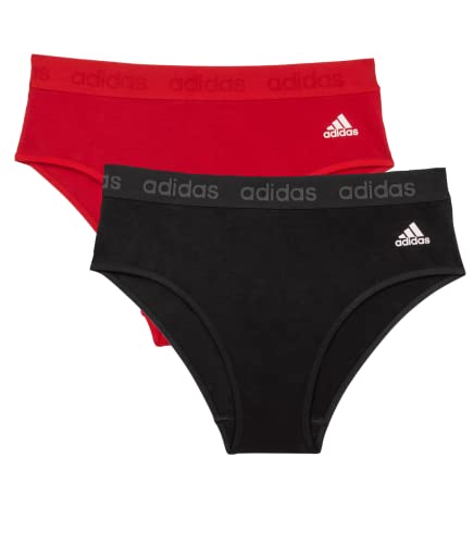 adidas Damen Set aus Baumwolle Unterwäsche im Bikini-Stil, Schwarz/Vivid Red, XL (2er Pack) von adidas