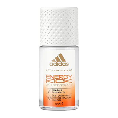 adidas Energy Kick Roll Deo Roll-On für sie, mit Mandarinenöl und 24 Stunden Frische mit hautfreundlicher Formel, 50 ml von adidas