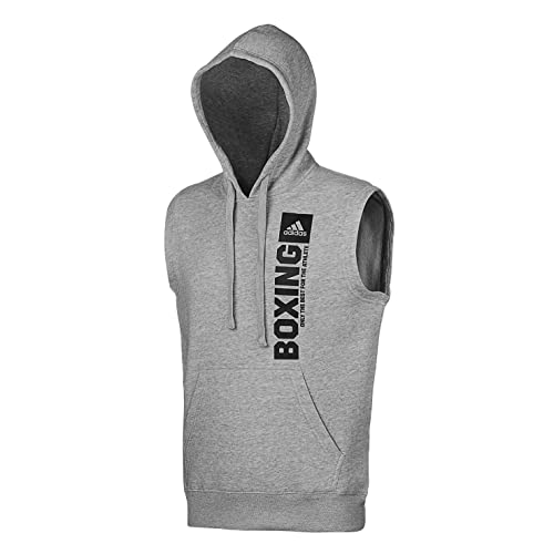 adidas Herren Community Vertical Hoody Sleeveless Boxing Kapuzenpullover ärmellos, Grau/Schwarz, XL von adidas